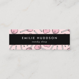 Cartão De Visita Mini Pink Lollipops, Heart Lollipops, Lolly, Candy Shop