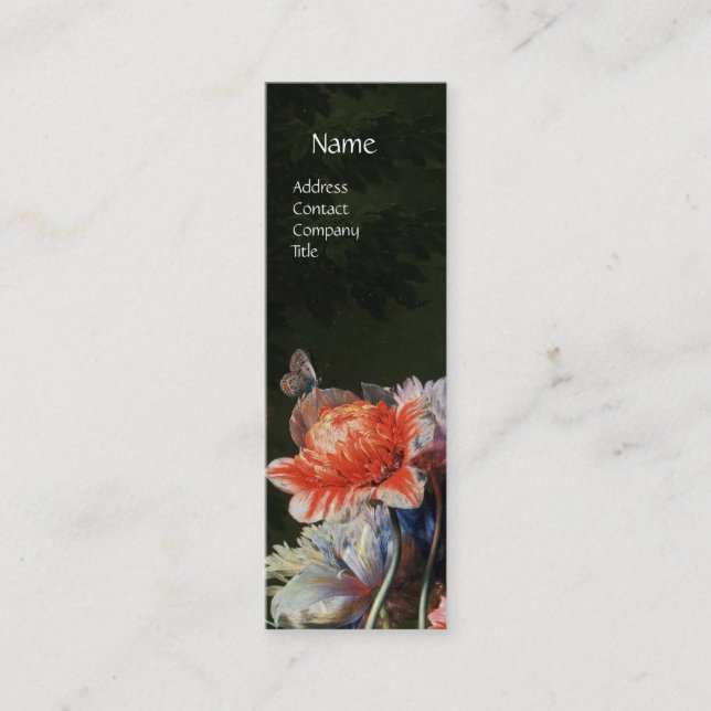 CARTÃO DE VISITA MINI PINK VERMELHOS ANEMONÁRIOS BRANCOS FLORES, MONOGRA (Frente)