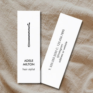 Cartão De Visita Mini Pino mínimo de cabelo preto branco elegante
