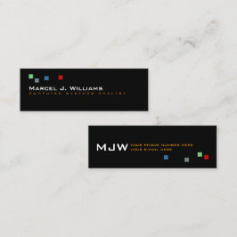 Cartão De Visita Mini Píxeis de cor legal preto profissional moderno