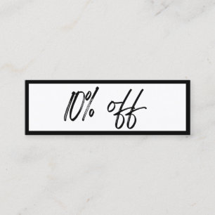 Cartão De Visita Mini Placa de desconto em preto-e-branco