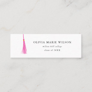 Cartão De Visita Mini Placa de Nome para Graduação de Tassel Cor-de-Rosa