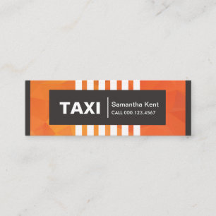 Cartão De Visita Mini Polígonos Laranja Elegantes Linhas Verticais Taxi 