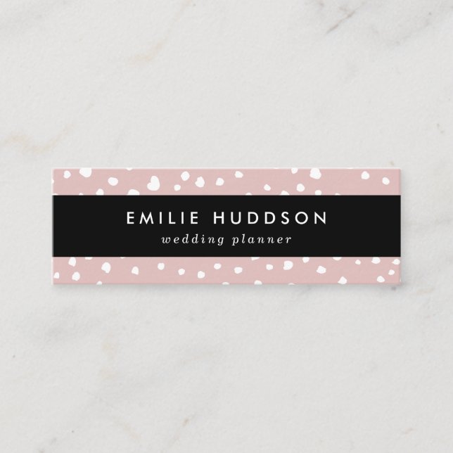 Cartão De Visita Mini Pontos Dalmáticos cor-de-rosa, pontos Dalmáticos,  (Frente)