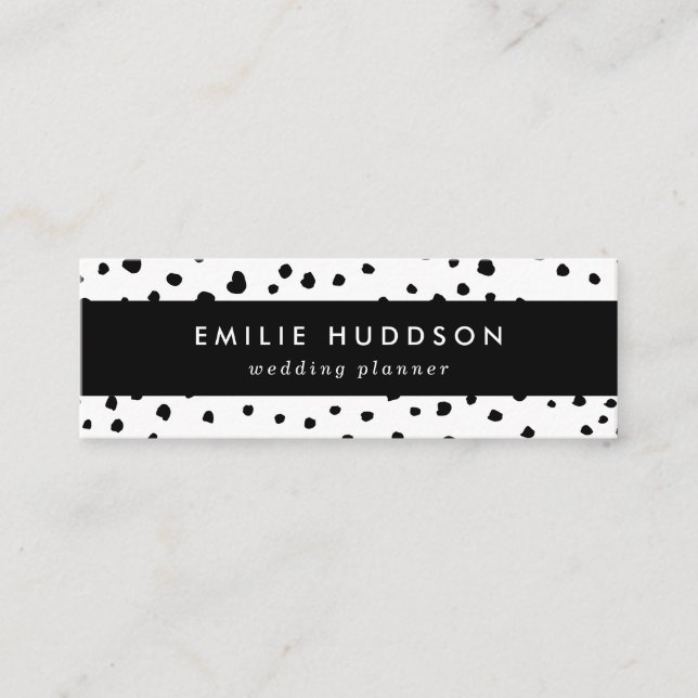 Cartão De Visita Mini Pontos Dalmáticos, Pontos Dalmáticos, Preto e Bran (Frente)