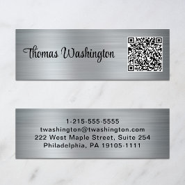 Cartão De Visita Mini Prata de Na moda de Código QR Profissional