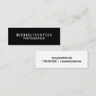Cartão De Visita Mini Preto e branco minimalista profissional