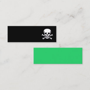 Cartão de visita mini preto e verde Skull n Bones