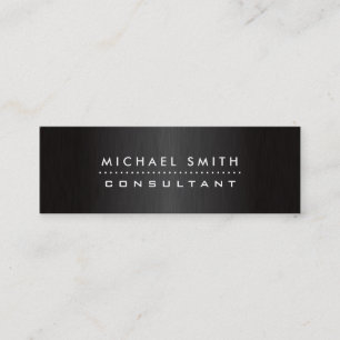Cartão De Visita Mini Preto moderno elegante profissional metal escovado