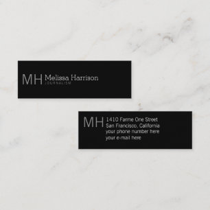 Cartão De Visita Mini preto profissional à moda & moderno
