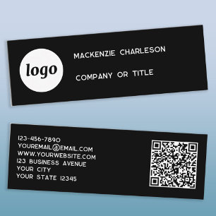 Cartão de Visita Mini Preto Simples com Logotipo e