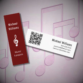Cartão De Visita Mini Professor de Música Código QR Simples Limpeza de Á