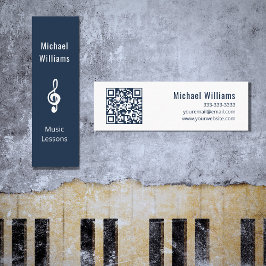 Cartão De Visita Mini Professor de Música Código QR Treble Clef Blue
