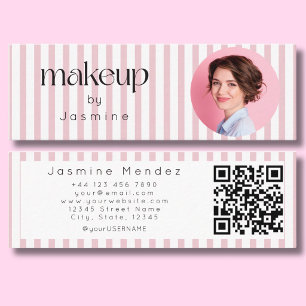 Cartão De Visita Mini Profissional de Beleza Listras Finas MUA Foto Qr