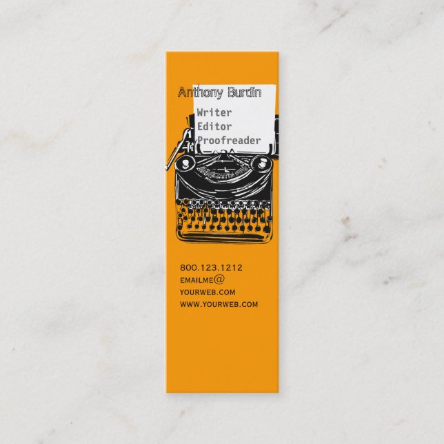 Cartão De Visita Mini Profissional de tiragem da máquina de escrever do (Frente)