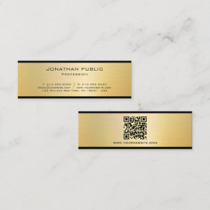 Cartão De Visita Mini Profissional Elegante Moderno Código QR Preto e Do
