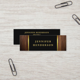 Cartão De Visita Mini Profissional moderno de madeira de ouro negro