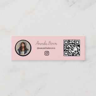 Cartão De Visita Mini QR do Instagram Rosa   Link de Seguimento nas Rede