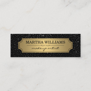 Cartão De Visita Mini Quadro Dourado com padrão de pontos metálicos pret