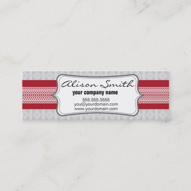 Cartão De Visita Mini Red and grey tag (Frente)