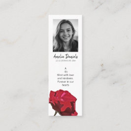 Cartão De Visita Mini Red Rose Funeral Mini Bookmark Card