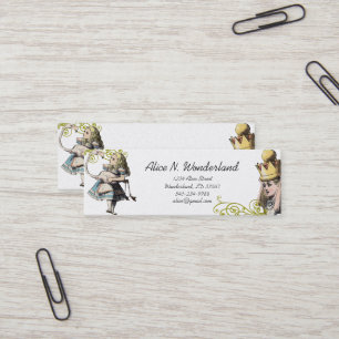 Cartão De Visita Mini Reilaboração de Alice Vintage na Terra das Maravil