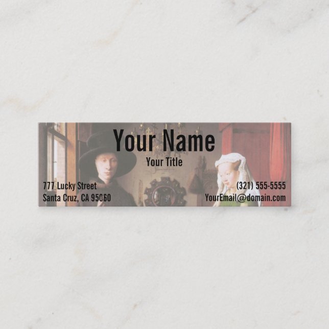 Cartão De Visita Mini Retrato de Giovanni Arnolfini e sua esposa (Frente)