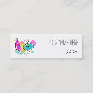 Cartão De Visita Mini Retro Tree Baubles Groups texto lateral esbranqui