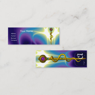 Cartão De Visita Mini ROD ASCLEPIUS MEDICINA CUIDADOS DE SAÚDE Monograma