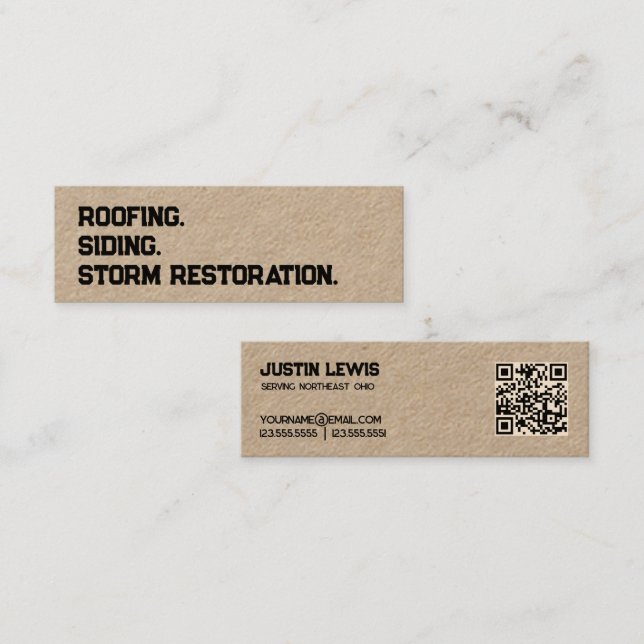 Cartão De Visita Mini Roofing Siding QR (Frente/Verso)