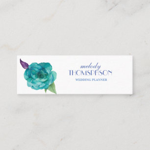 Cartão De Visita Mini Rosas Azuis Sangue de Aquarelas Rúplas