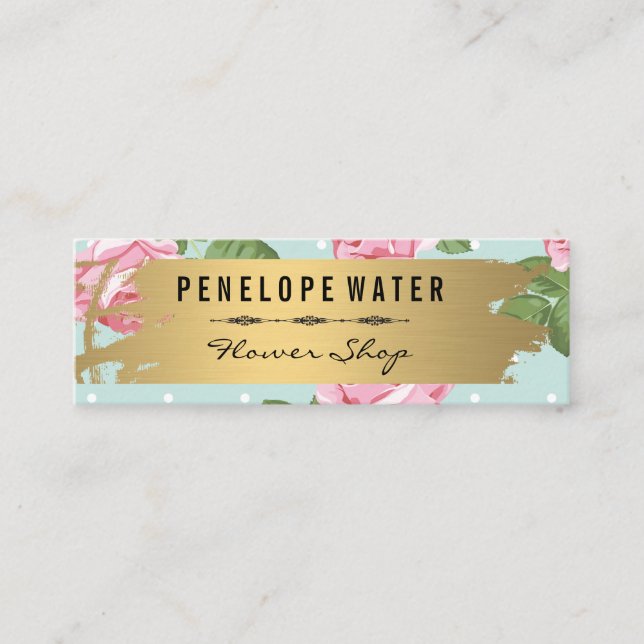 Cartão De Visita Mini ROSAS e BOLINHAS (Frente)