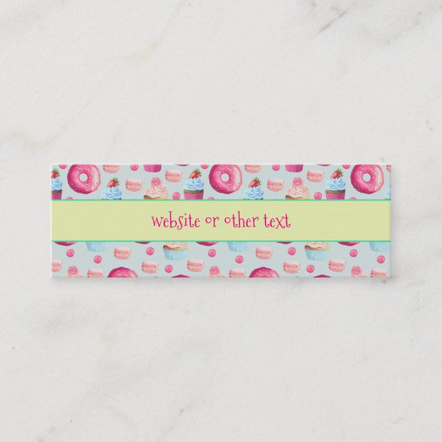 Cartão De Visita Mini Rosquinha Macarons E Site De Padrão De Cupcake (Frente)