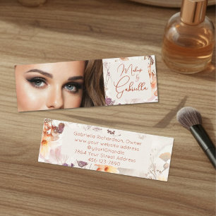 Cartão De Visita Mini Roteiro de Maquiagem de Foto de Aquarela Elegante