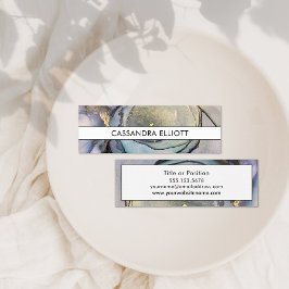 Cartão De Visita Mini Roxo Azul e Tinta Álcool Dourada Arte Líquida