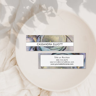 Cartão De Visita Mini Roxo Azul e Tinta Álcool Dourada Arte Líquida