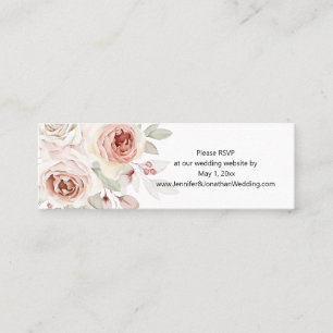 Cartão De Visita Mini RSVP do Site de Casamento de Rosa Romântico Suave