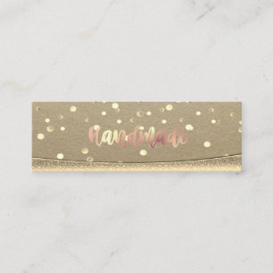 Cartão De Visita Mini Rustic Kraft, Confete Dourado, Artesanal