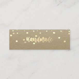 Cartão De Visita Mini Rustic Kraft, Confete Dourado, Artesanal