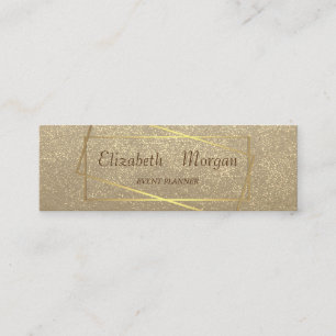 Cartão De Visita Mini Rustic Kraft, Confete Dourado, Moldura