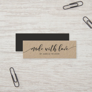 Cartão De Visita Mini Rustic Kraft Relaxa Script Feita Com Amor