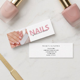 Cartão De Visita Mini Salão de Artista de Unhas com Foto em Script Rosa 