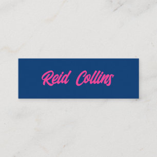 Cartão De Visita Mini Script Azul Moderno e Cor-de-Rosa Negrito