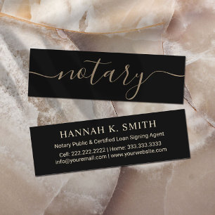 Cartão De Visita Mini Script Dourado Minimalista do Agente de Assinatura
