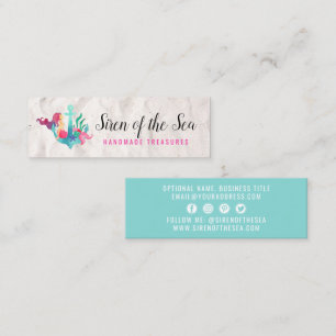 Cartão De Visita Mini Sereia nas Mídias Sociais de Cores Aquáticas Ná