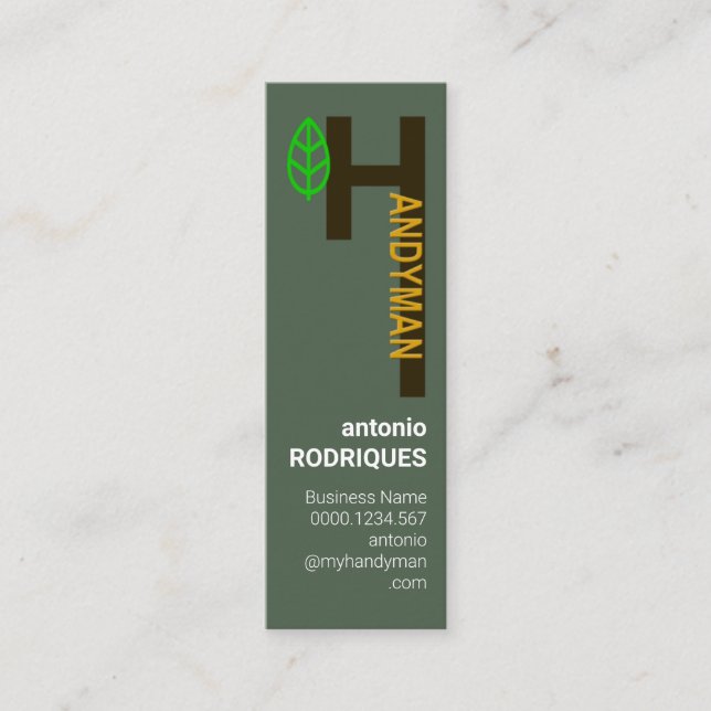 Cartão De Visita Mini Serviço Creative Alphabet-H Handyman (Frente)