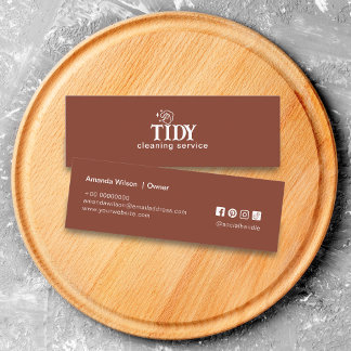 Cartão De Visita Mini Serviço de Limpeza de Laranja Queimada Minimalista
