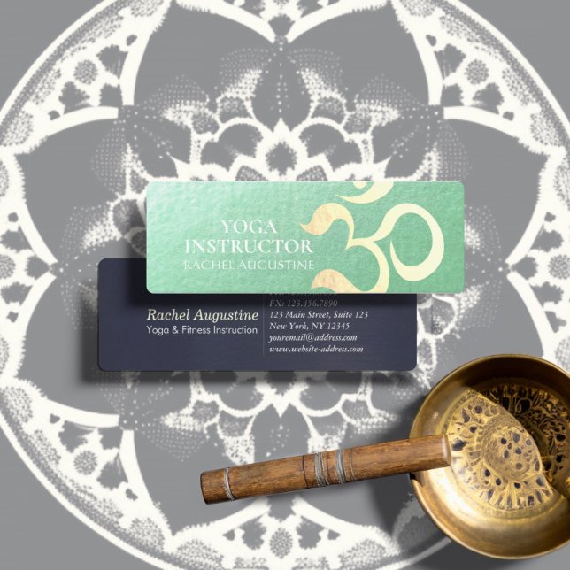 Cartão De Visita Mini Símbolo de treinador de meditação de Yoga OM (Criador carregado)