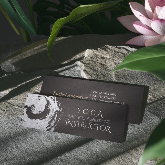 Cartão De Visita Mini Símbolo do instrutor de meditação Yoga Black Silve (Criador carregado)