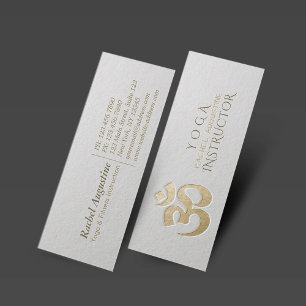 Cartão De Visita Mini Símbolo OM embutido branco e Dourado - Instrutor Y